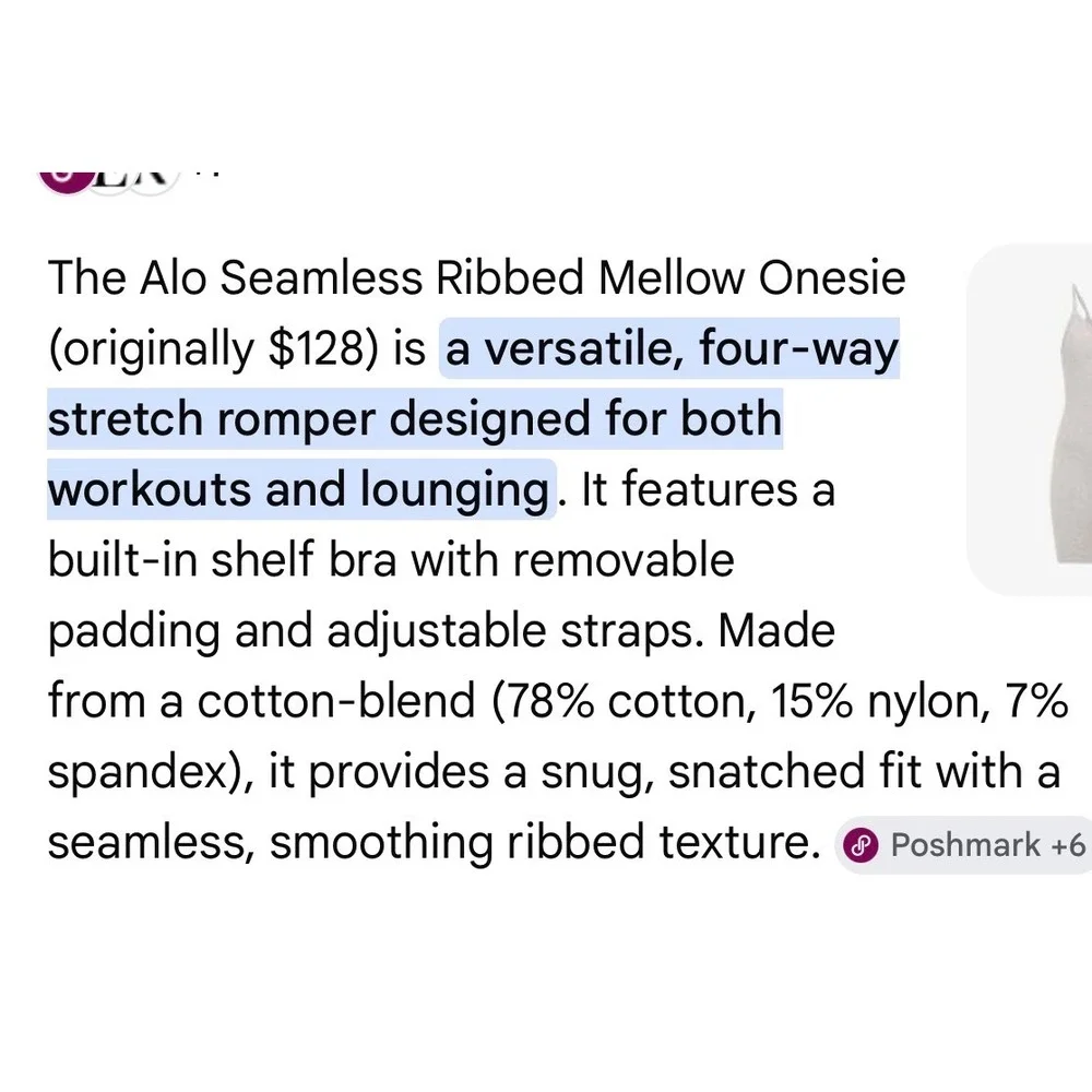 Alo Yoga Seamless Ribbed Mellow Onesie Black Romper Small W1418R